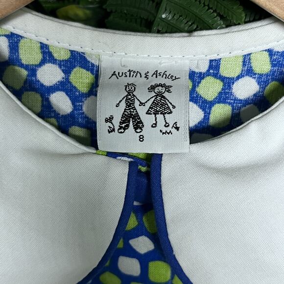 VTG AUSTIN & ASHLEY Dress Blue 8‎ Button Collared Dotted Frog Embroidered 2673 - Picture 4 of 6